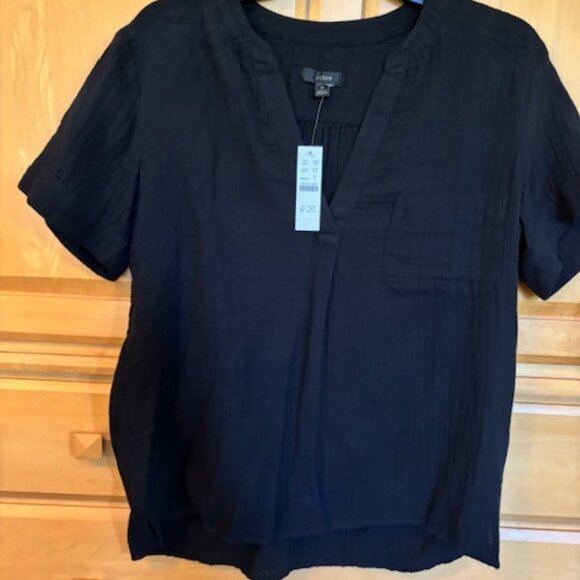J. Crew Tops - J Crew Black Gauze Popover NWT Size S